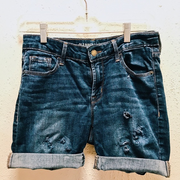 Old Navy Pants - Hand-distressed Old Navy Jean biker-style shorts